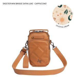 Lug Skeeter Mini Bridge Satin Luxe VL Convertible Crossbody Bag-Cappuccino-NWT